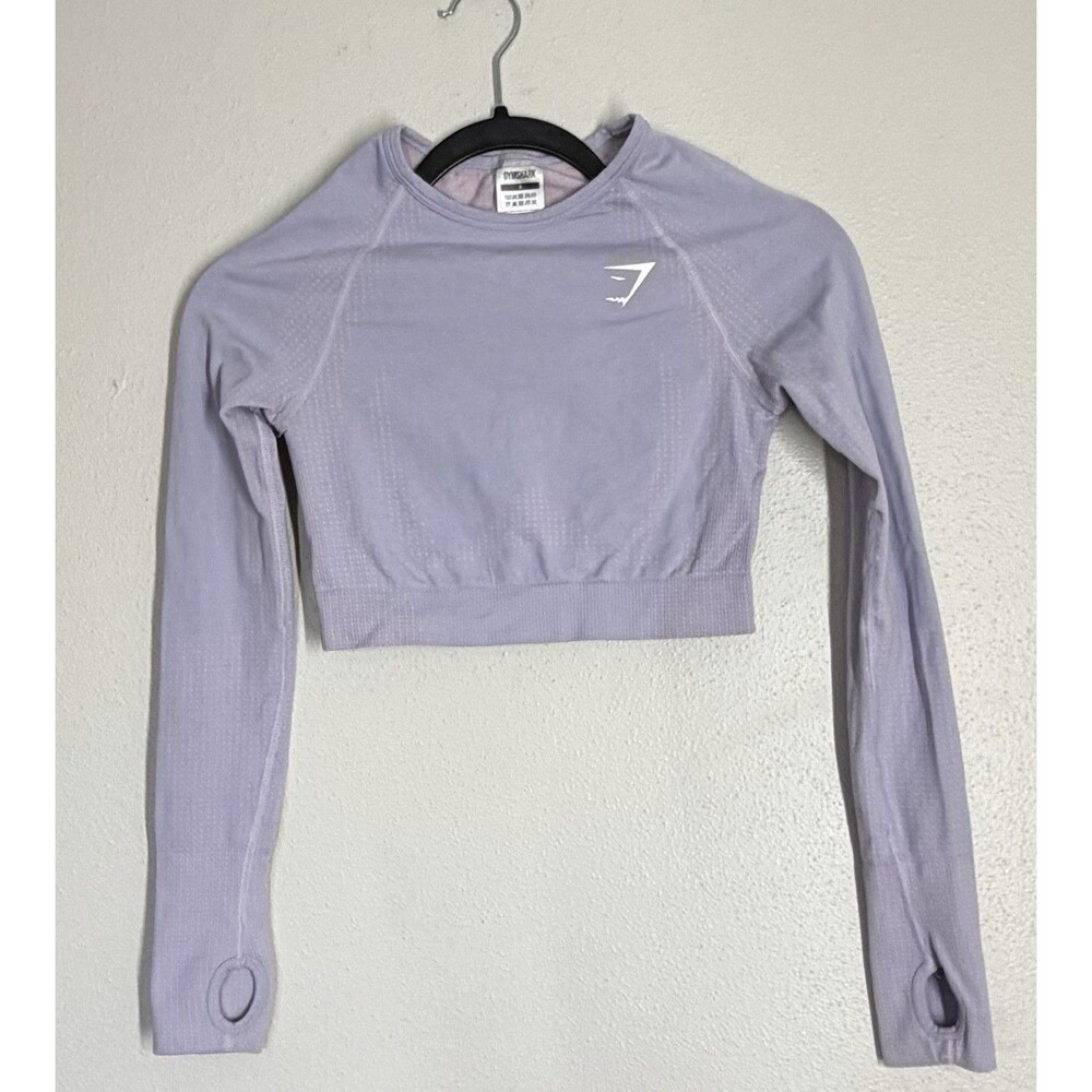 Gymshark Vital Seamless 2.0 Long Sleeve Crop Top Women’s Small Lilac Purple